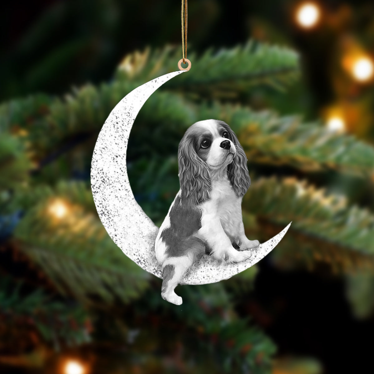 Cavalier King Charles Spaniel Zit op de Maan Ornament