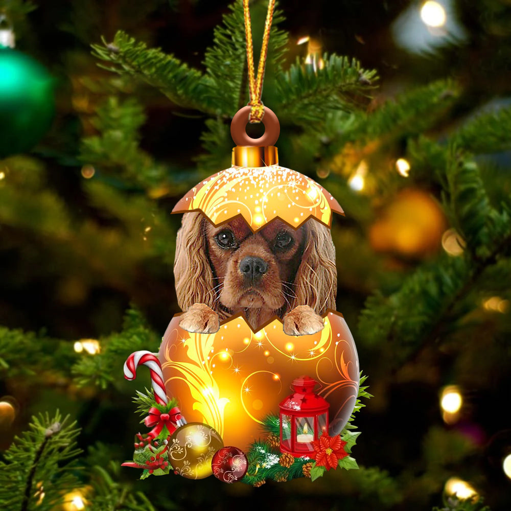 Cavalier King Charles Spaniel  3 In Kerst Gouden Ei Ornament