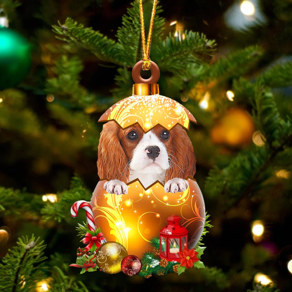 Cavalier King Charles Spaniel In Kerst Gouden Ei Ornament