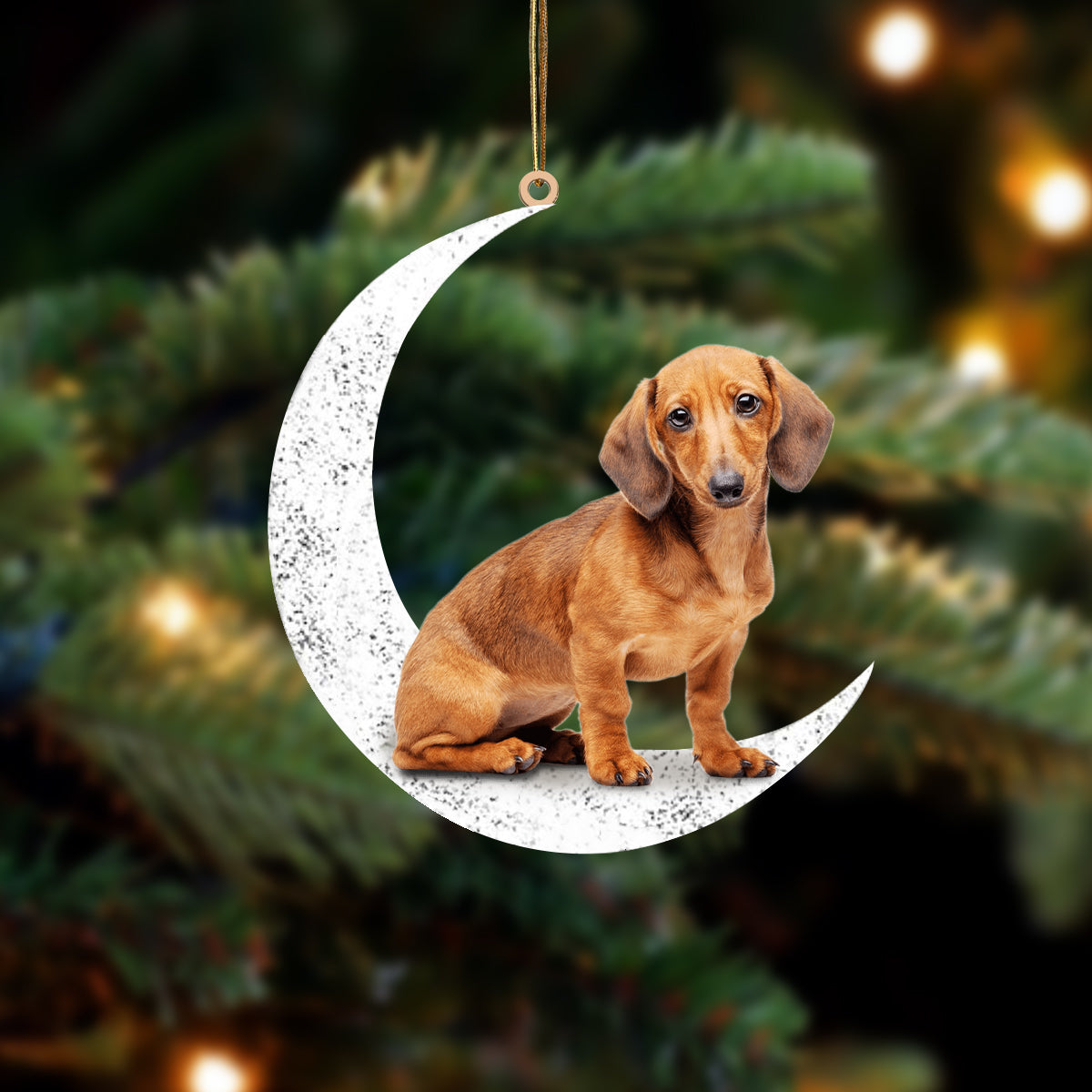 Dachshund 2 Zit op de Maan Ornament