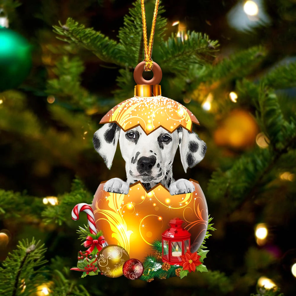 Dalmatian In Kerst Gouden Ei Ornament