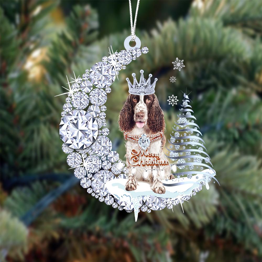 English Springer Spaniel op Diamand Maan Kerst Ornament