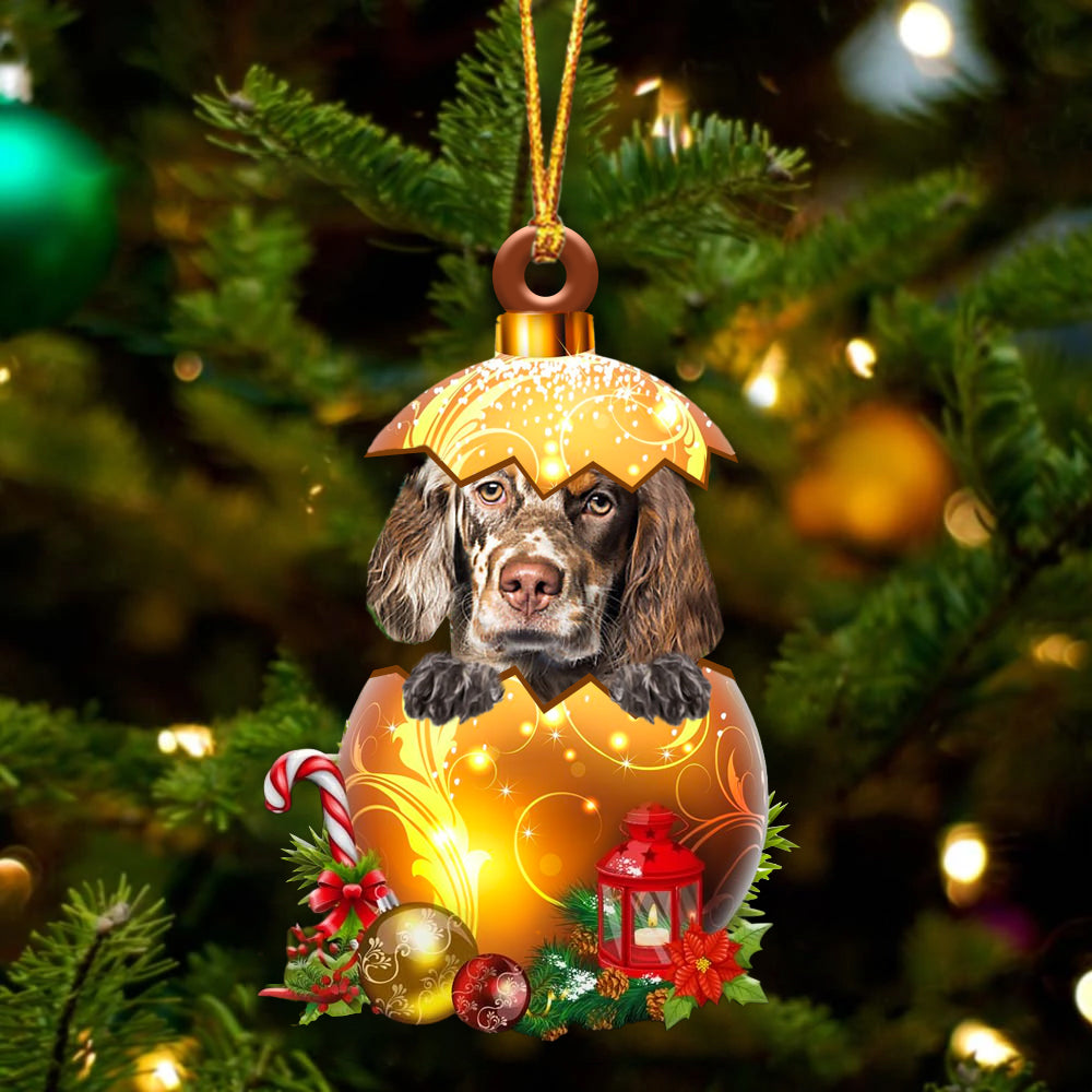 English Setter In Kerst Gouden Ei Ornament