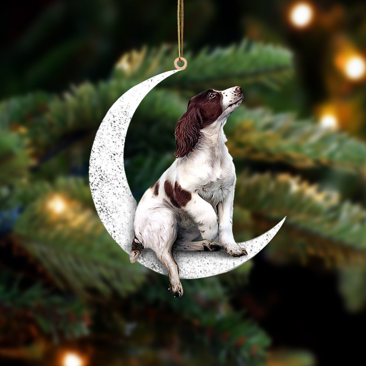 English Springer Spaniel Zit op de Maan Ornament