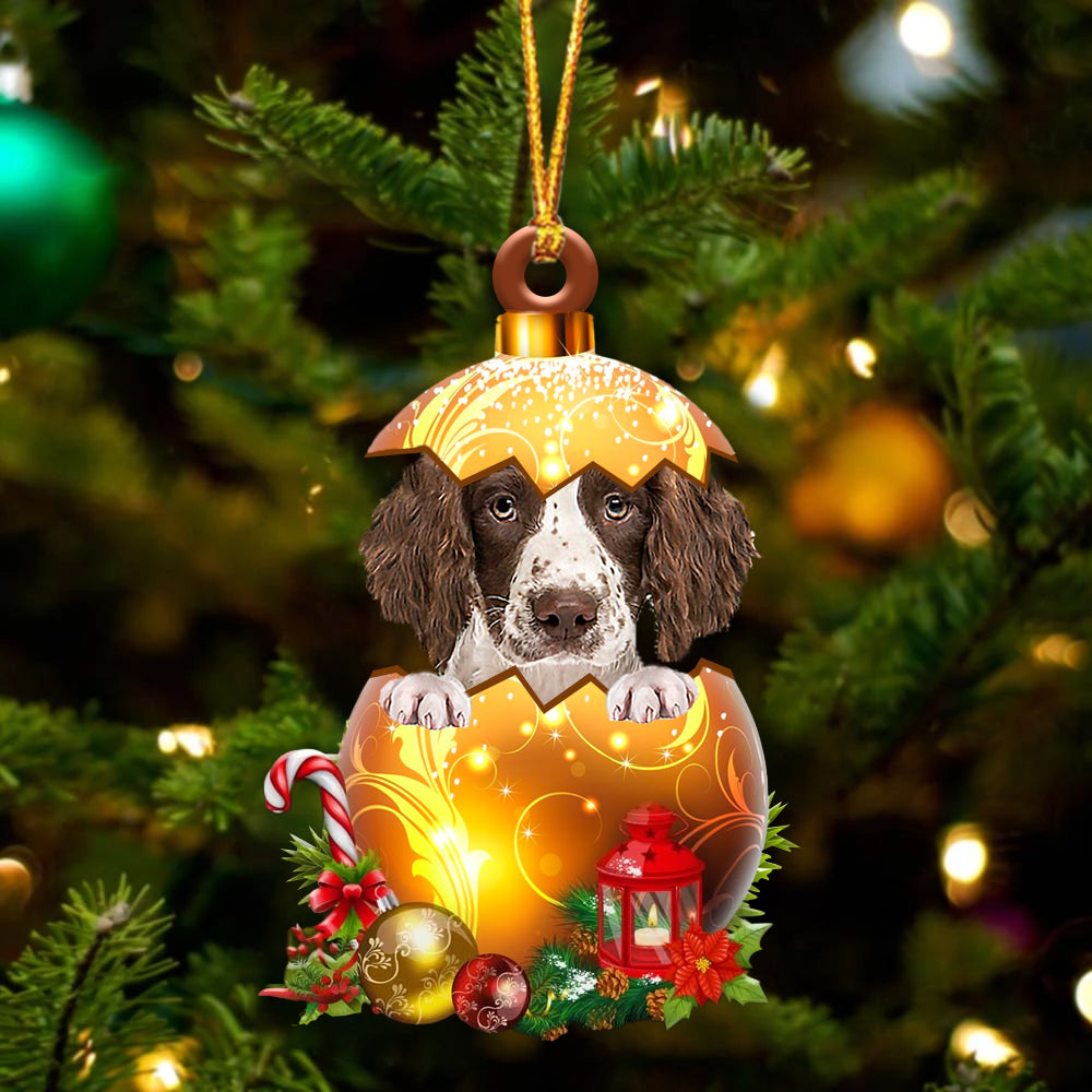 English Springer Spaniel. In Kerst Gouden Ei Ornament