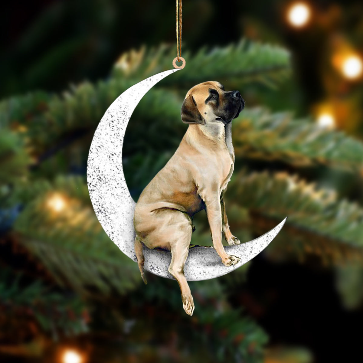 English mastiff Zit op de Maan Ornament