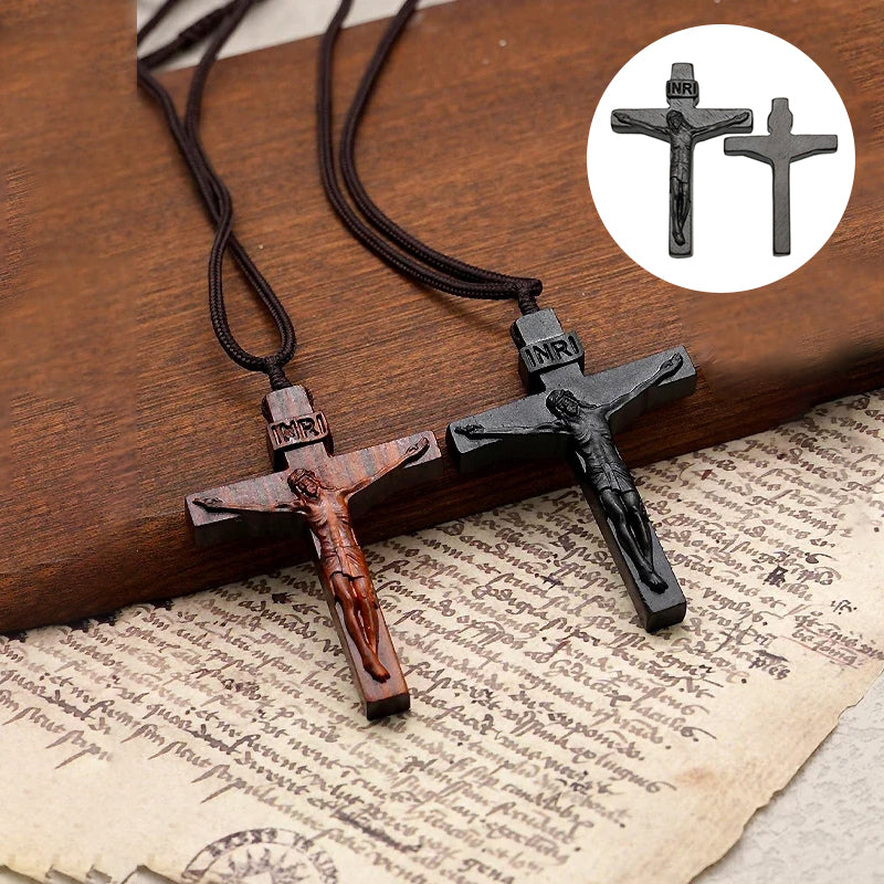 Jezus Kruis Houten Ketting (1+1 GRATIS)