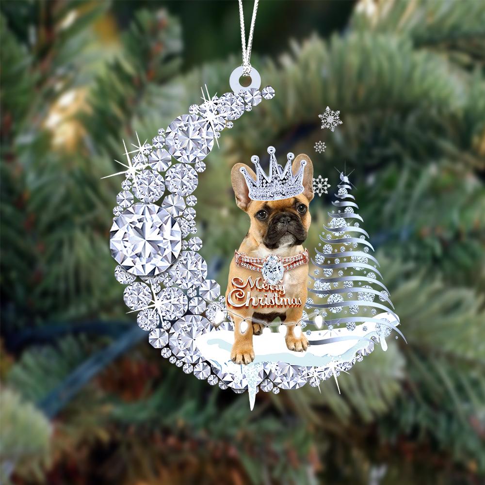 French Bulldog op Diamand Maan Kerst Ornament