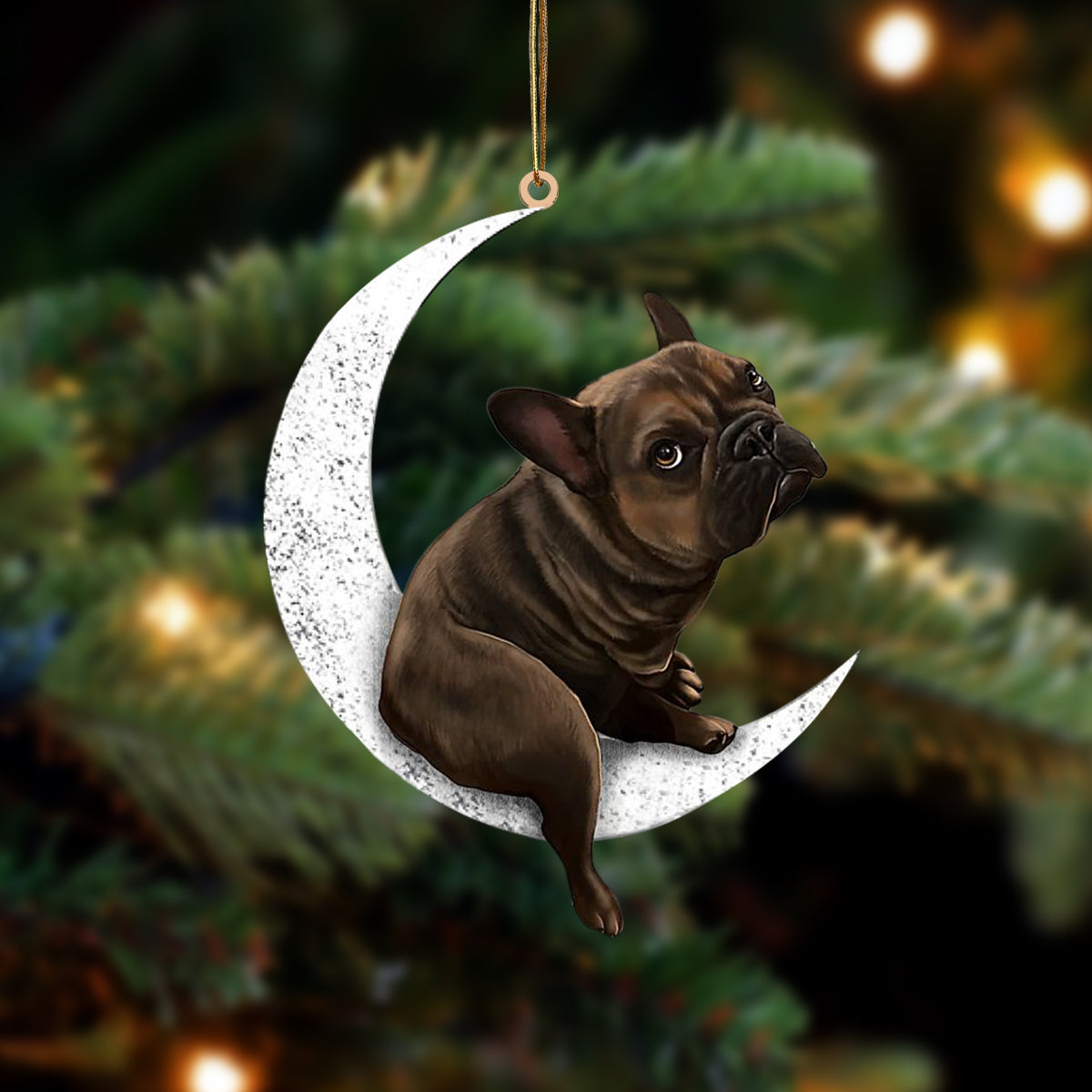 French Bulldog Zit op de Maan Ornament