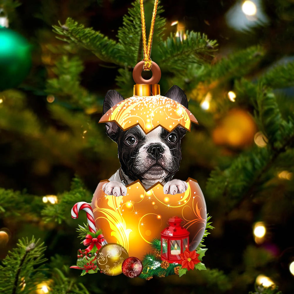 French Bulldog .In Kerst Gouden Ei Ornament