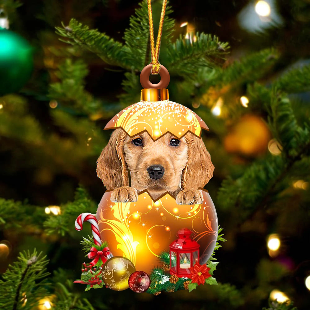 GOLDEN Cocker Spaniel In Kerst Gouden Ei Ornament