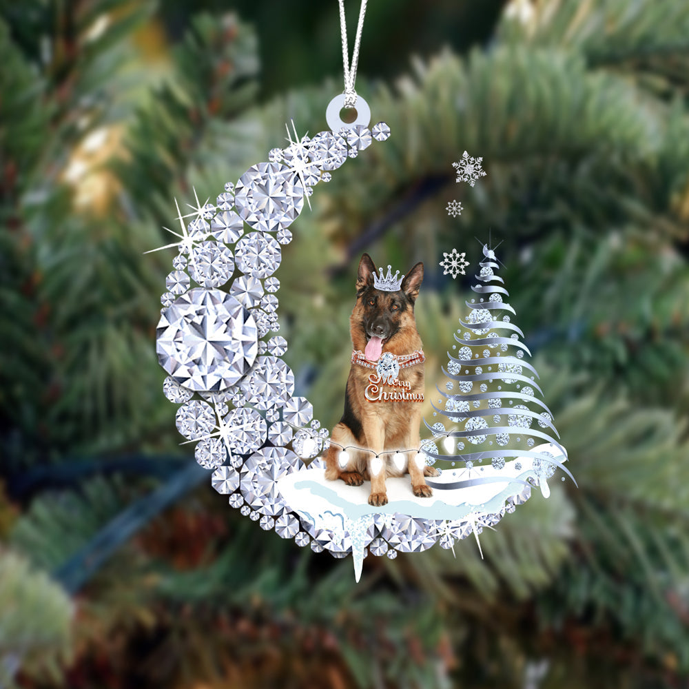 German Shepherd  (5) op Diamand Maan Kerst Ornament