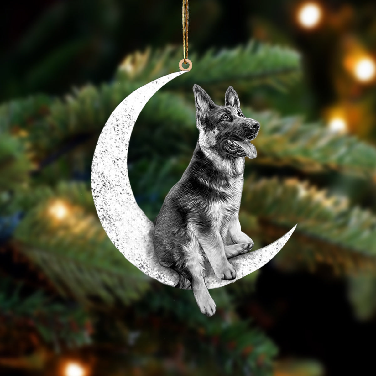 German shepherd Zit op de Maan Ornament