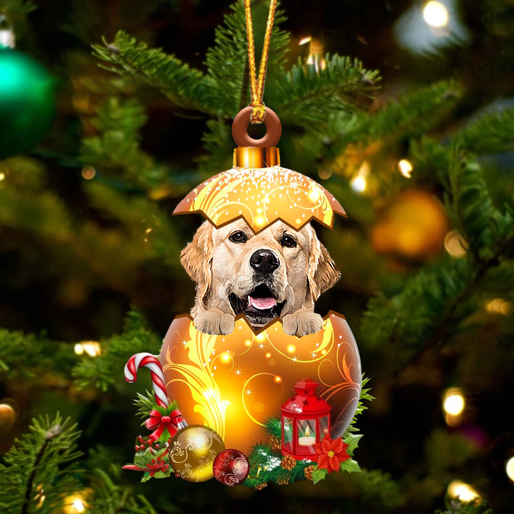 Golden Retriever2 In Kerst Gouden Ei Ornament