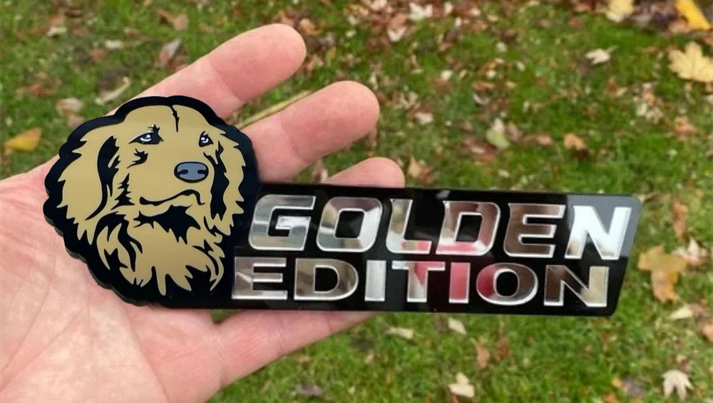 Golden Tan Golden Retriever Auto Badge Autoembleem