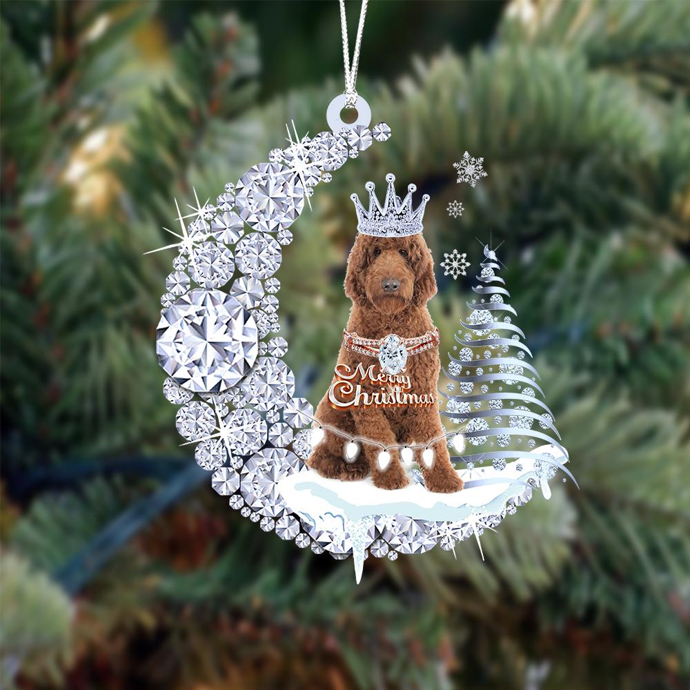 Goldendoodle op Diamand Maan Kerst Ornament