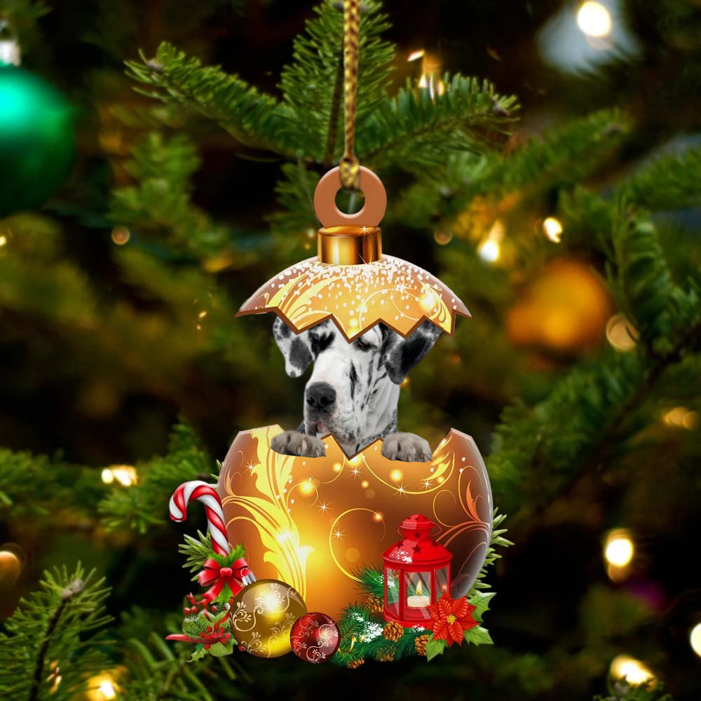 Great Dane In Kerst Gouden Ei Ornament