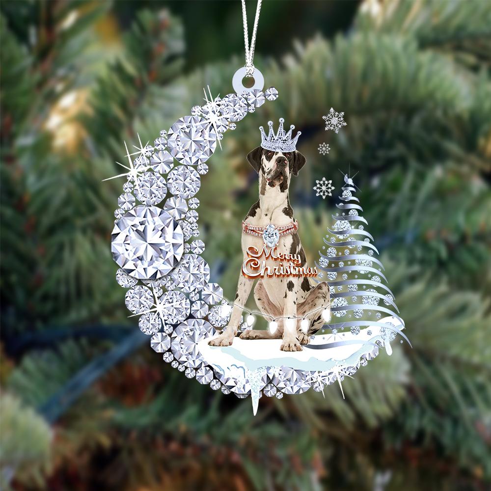 Great Dane op Diamand Maan Kerst Ornament