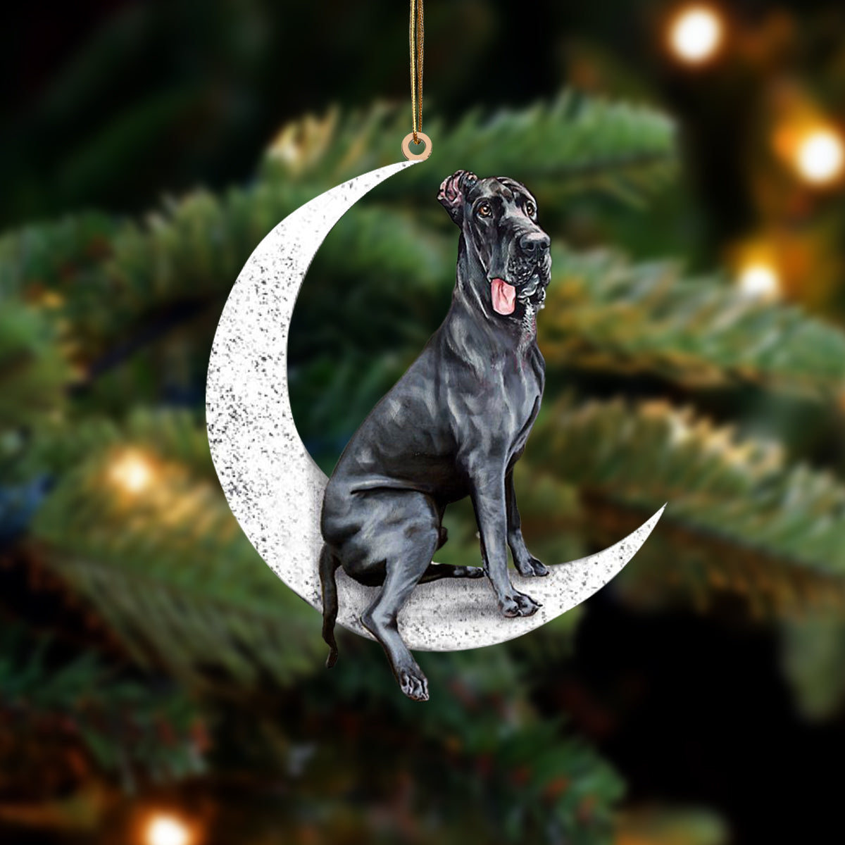 Great dane Zit op de Maan Ornament