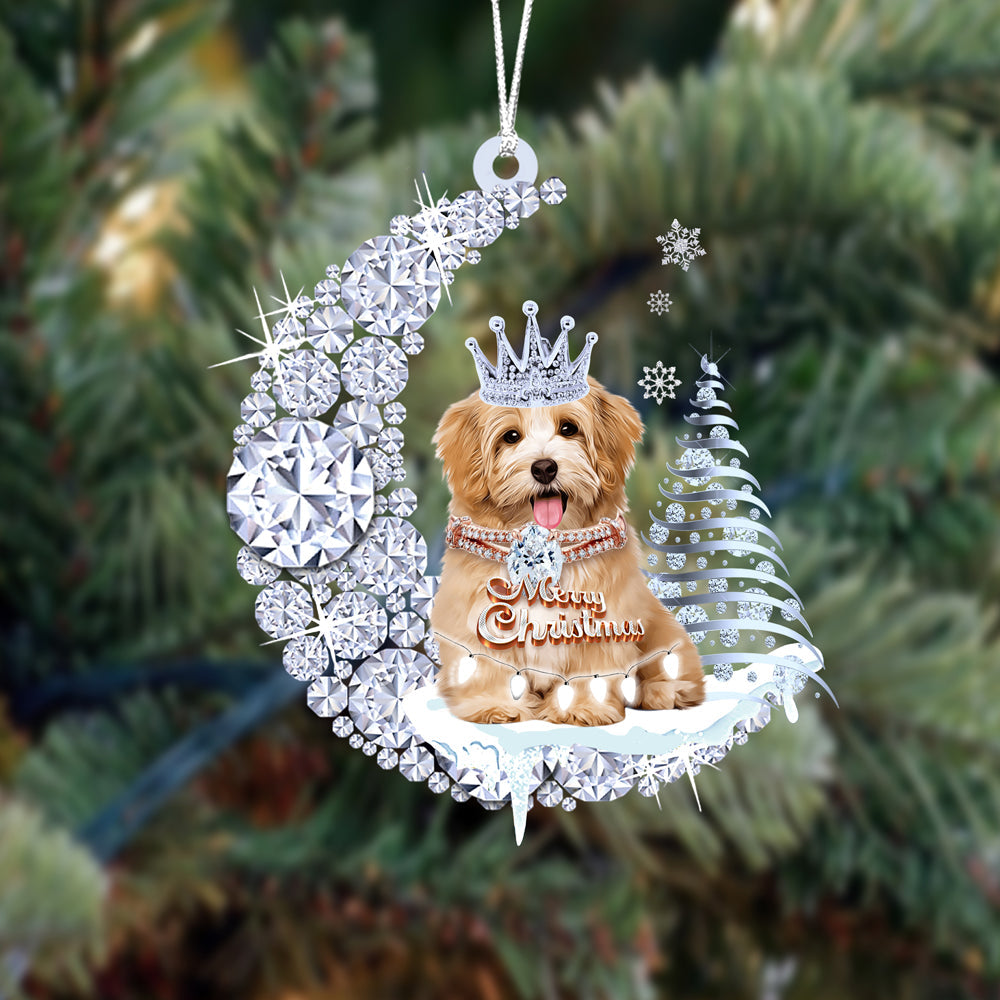 Havanese (1) op Diamand Maan Kerst Ornament