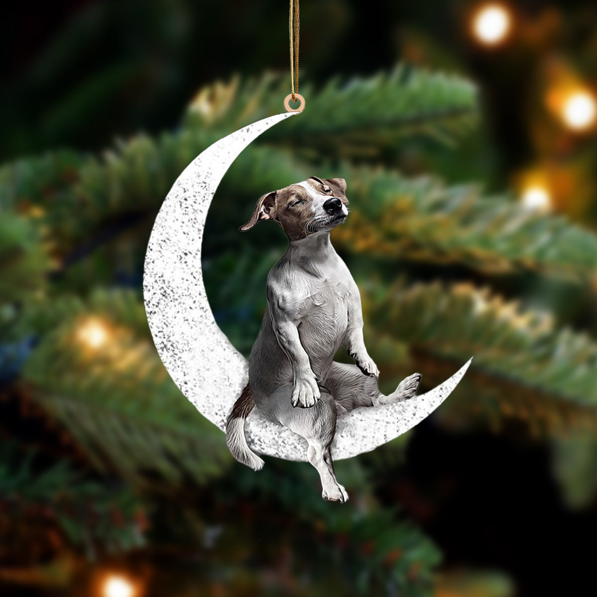 Jack Russell Terrier Zit op de Maan Ornament