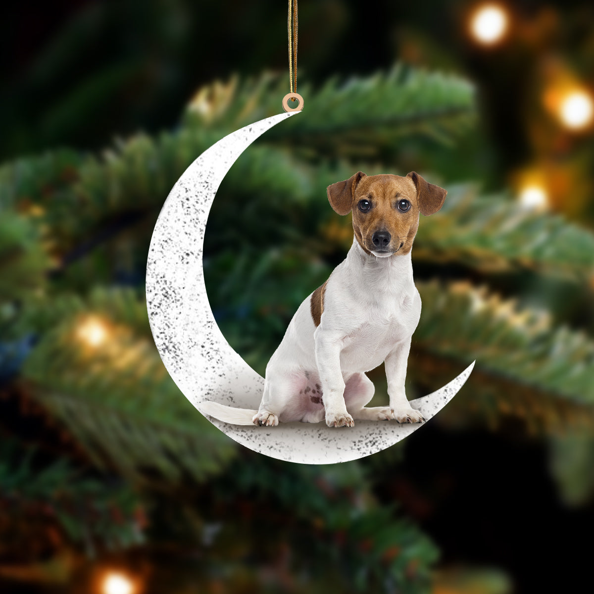 Jack Russell Terrier 2 Zit op de Maan Ornament