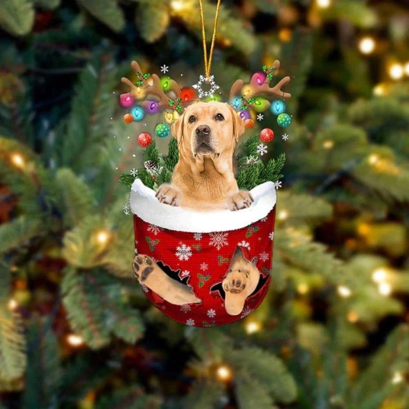 Yellow Labrador Retriever In Sneeuw Zak Ornament