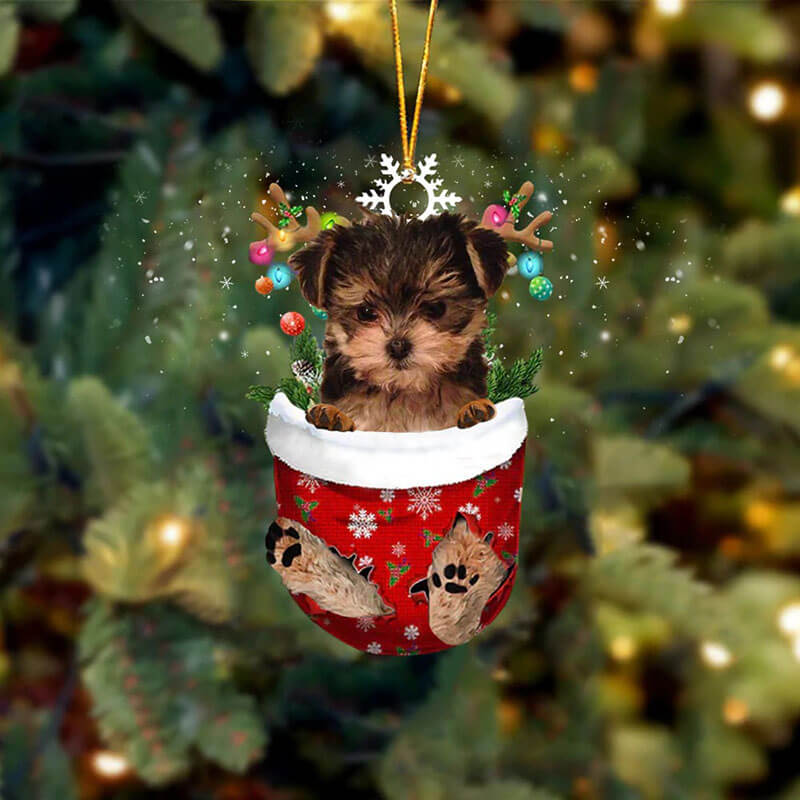 Maltezer And Yorkie Mix In Sneeuw Zak Ornament