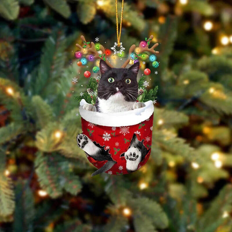 Tuxedo Kat In Sneeuw Zak Ornament