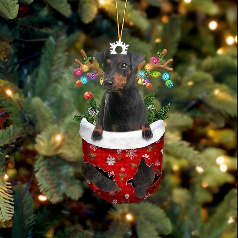 Manchester Terrier In Sneeuw Zak Ornament