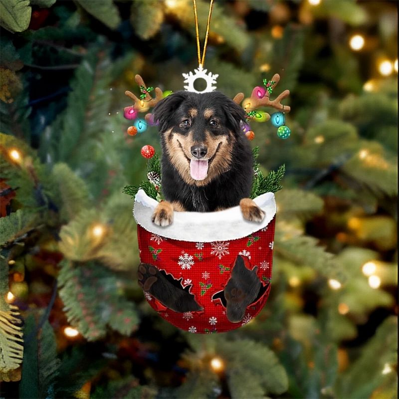 English Shepherd In Sneeuw Zak Ornament