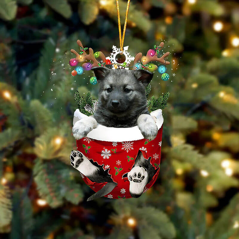 Norwegian Elkhounds In Sneeuw Zak Ornament