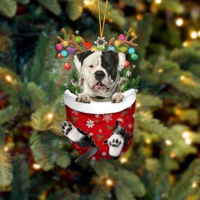 Amerikaanse Bulldog In Sneeuw Zak Ornament