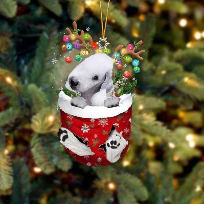 Bedlington Terrier In Sneeuw Zak Ornament