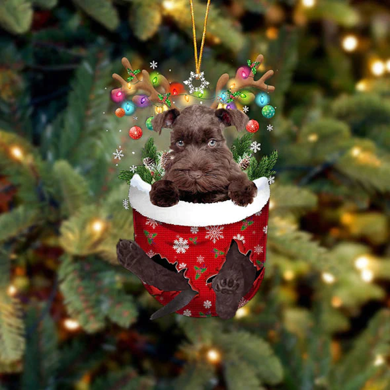 Miniature Schnauzer In Sneeuw Zak Ornament