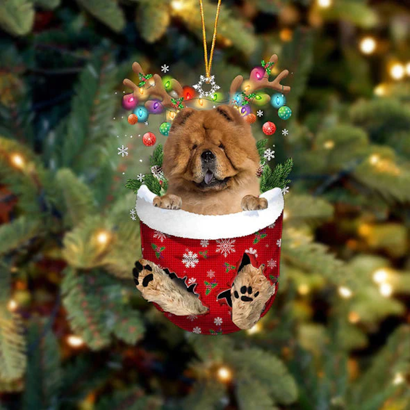 Chow Chow In Sneeuw Zak Ornament