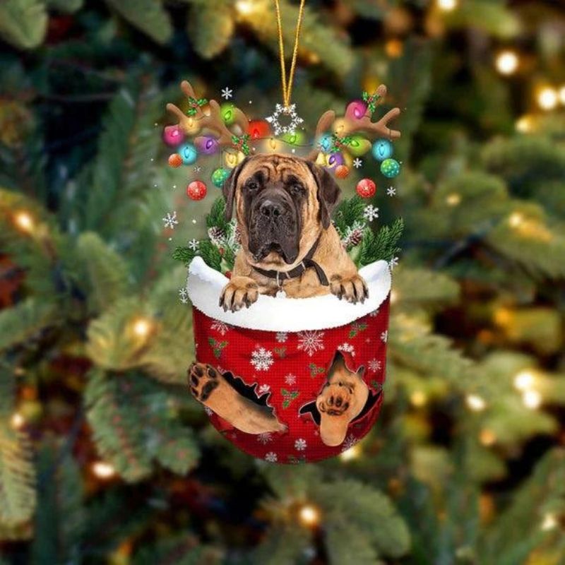 English Mastiff In Sneeuw Zak Ornament