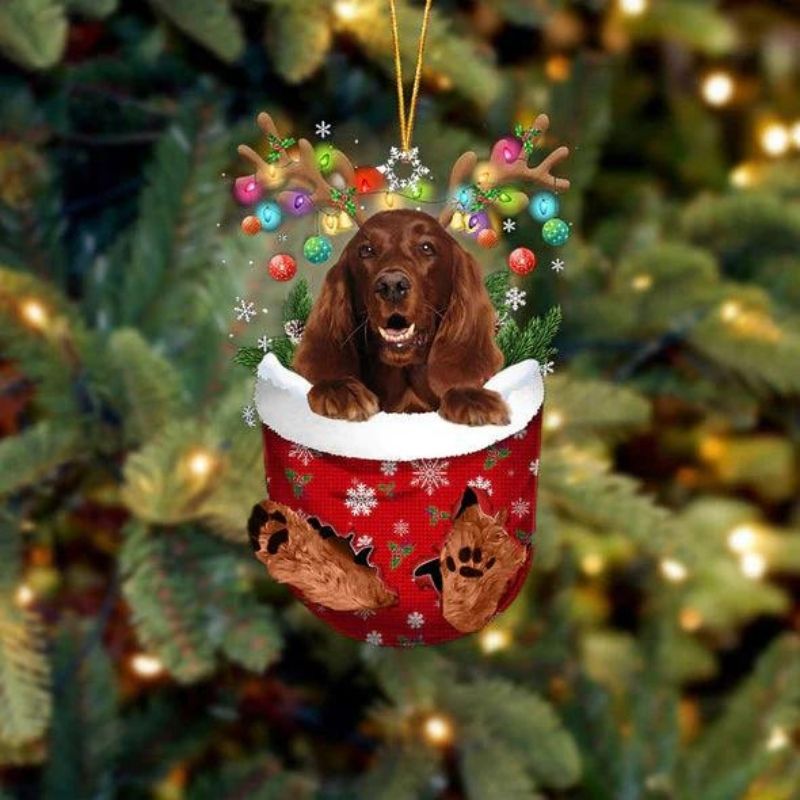 Irish Setter In Sneeuw Zak Ornament