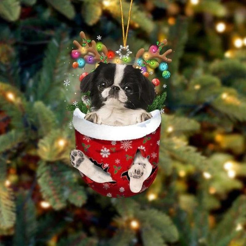 Japanese Chin In Sneeuw Zak Ornament