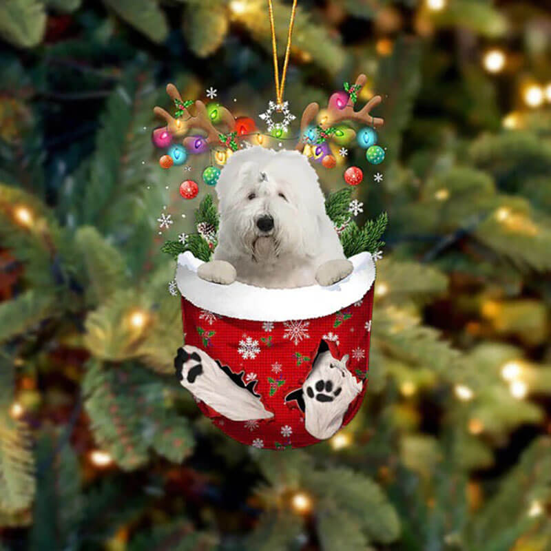 Old English Sheepdog In Sneeuw Zak Ornament