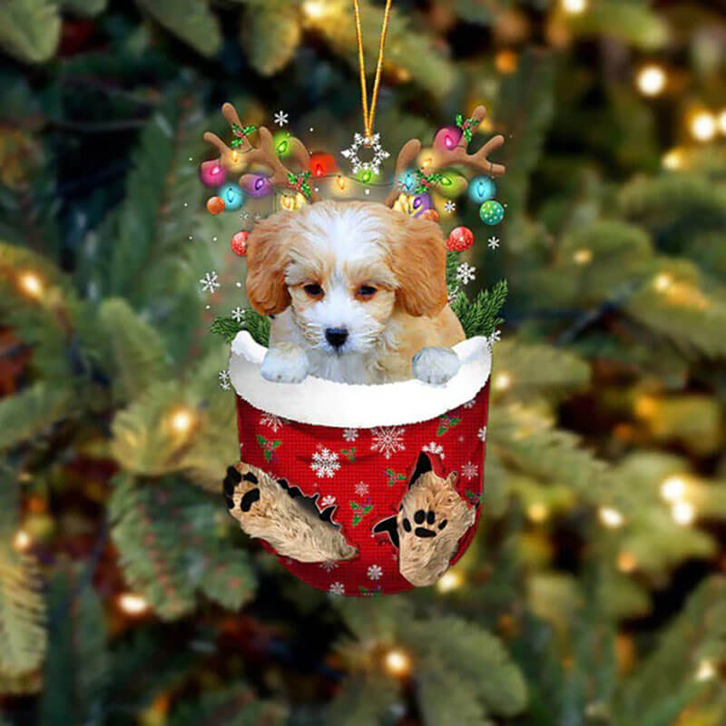 Shih Poo In Sneeuw Zak Ornament