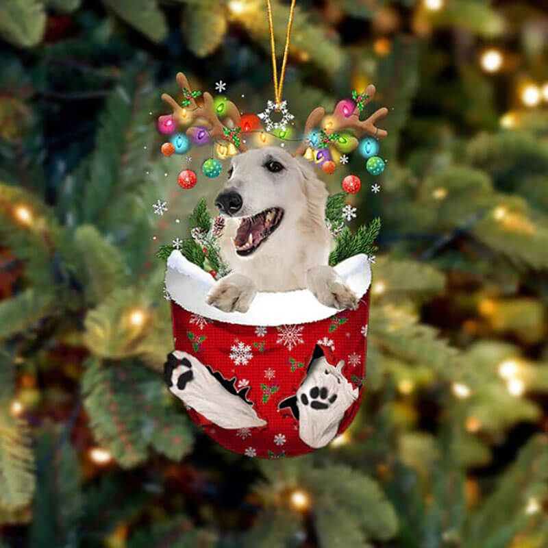 Borzoi In Sneeuw Zak Ornament