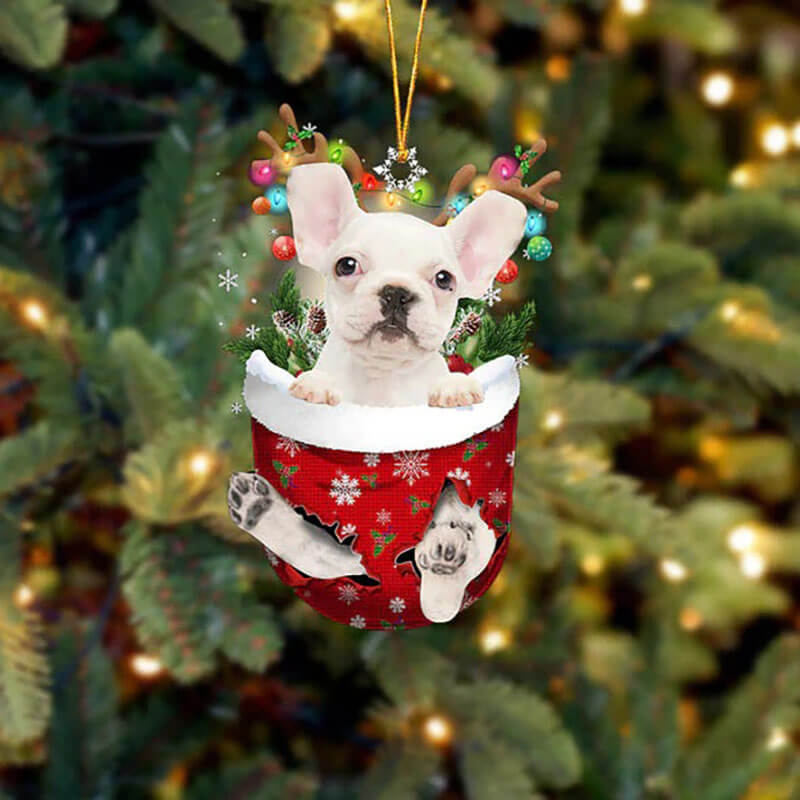 French Bulldog In Sneeuw Zak Ornament