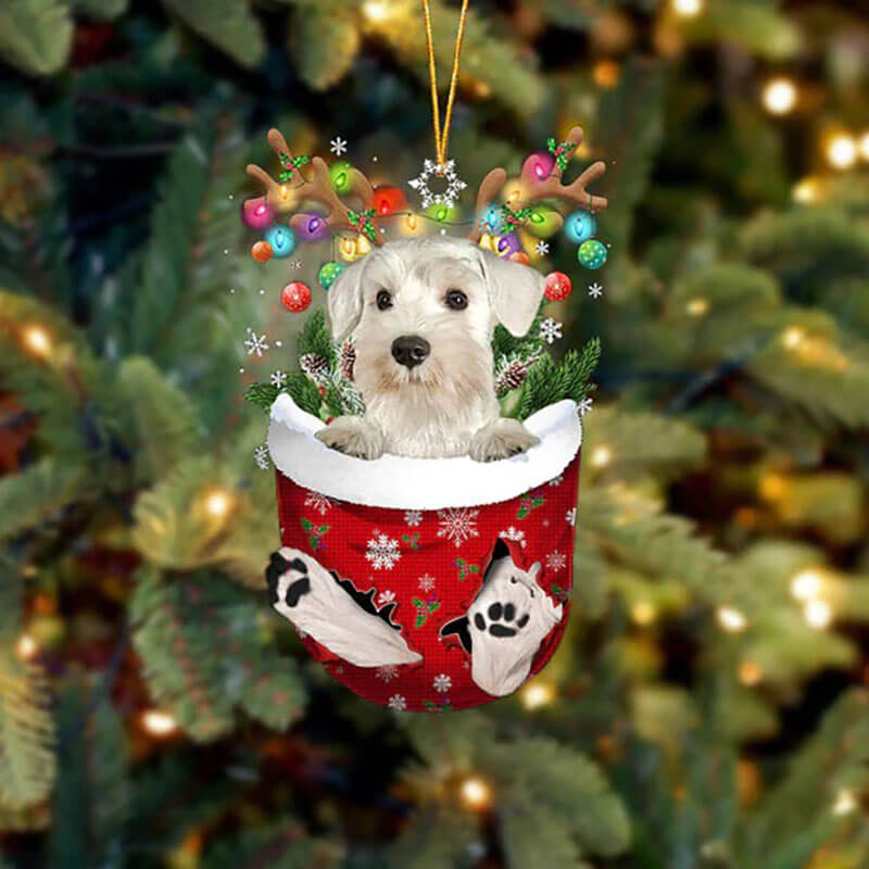 Miniature Schnauzer In Sneeuw Zak Ornament