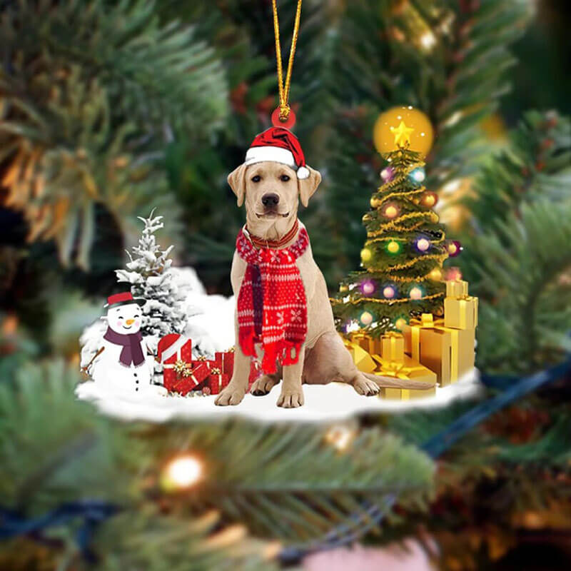 Yellow Labrador Retriever Sneeuwpop Kerst Ornament