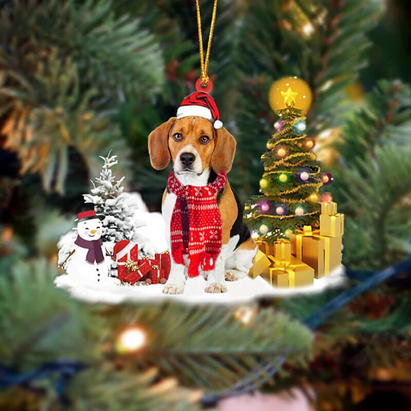 Beagle Sneeuwpop Kerst Ornament