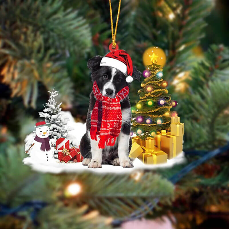 Border Collie Sneeuwpop Kerst Ornament