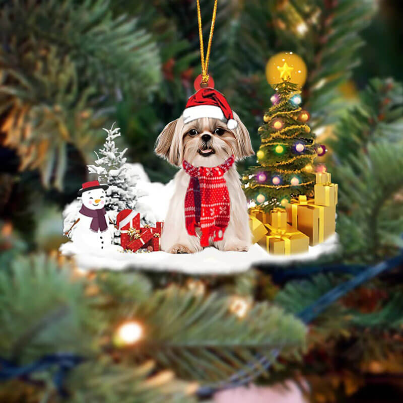 Shih Tzu Sneeuwpop Kerst Ornament