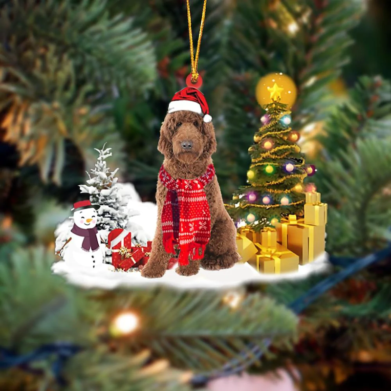 Goldendoodle Sneeuwpop Kerst Ornament