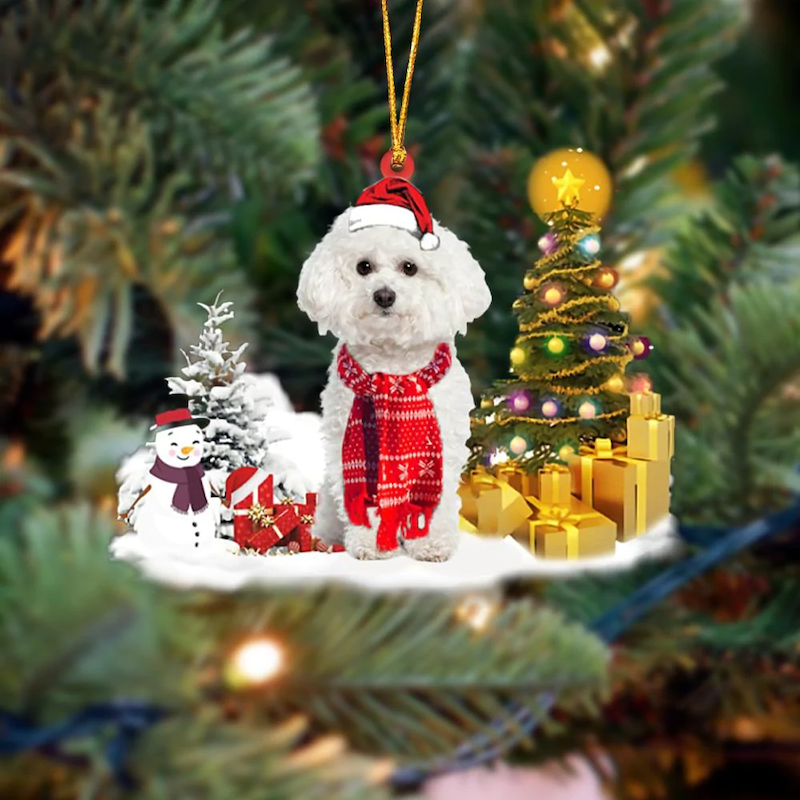 Bichon Frise Sneeuwpop Kerst Ornament